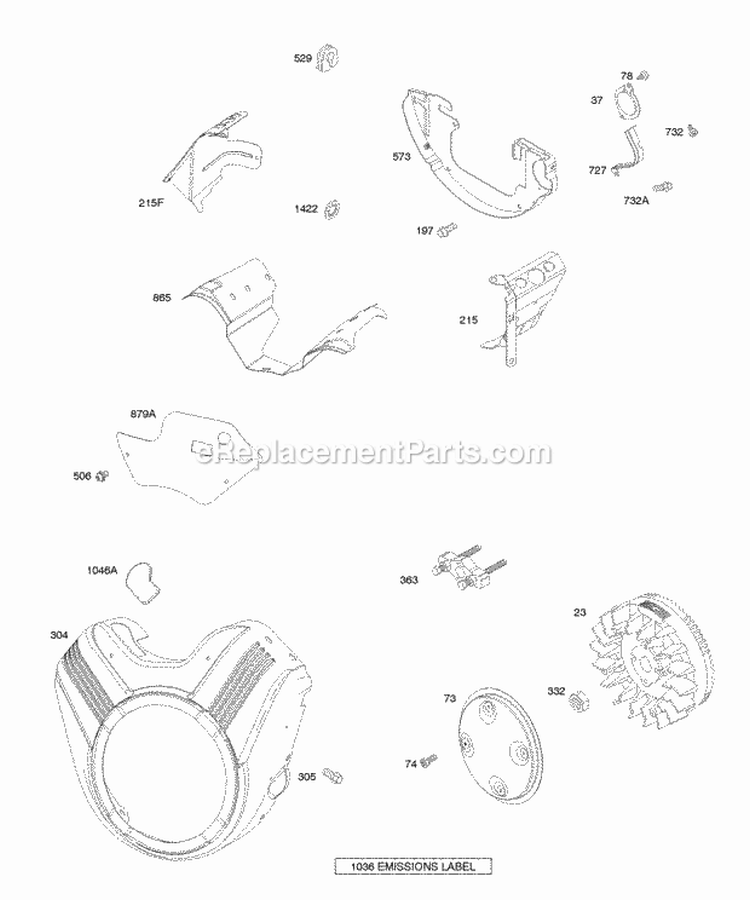 Blower Housing Flywheel Air Guides Diagram and Parts List for 297447-0159-G2  Briggs and Stratton Engine